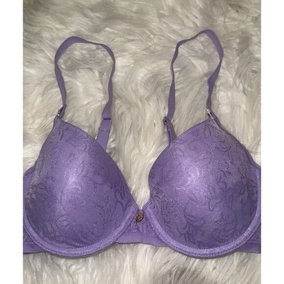 Natori 136059 Jacquard Contour T-Shirt Bra Lined Underwire Womens 32B Purple New - Picture 3 of 7
